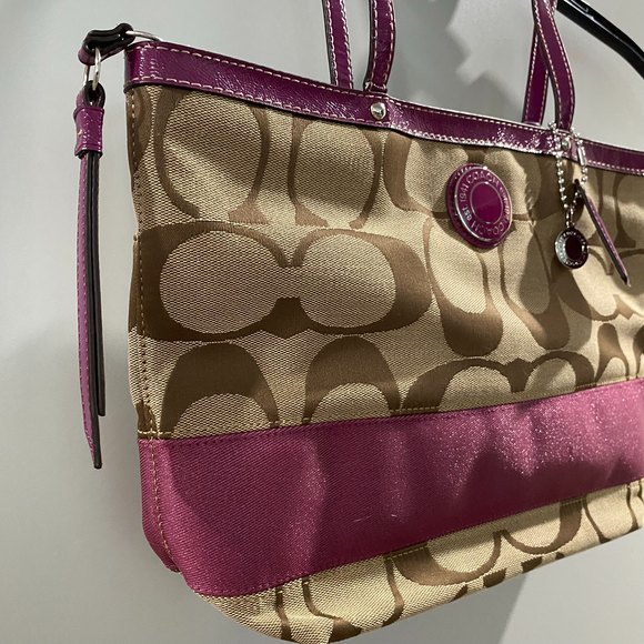 NWT Coach Monogram Handbag and IPad Case Purple/Tan/Brown - Picture 3 of 15
